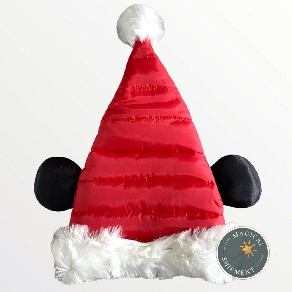 Disney Parks - Quilted Santa Mickey Mouse Ears Christmas Holiday Hat